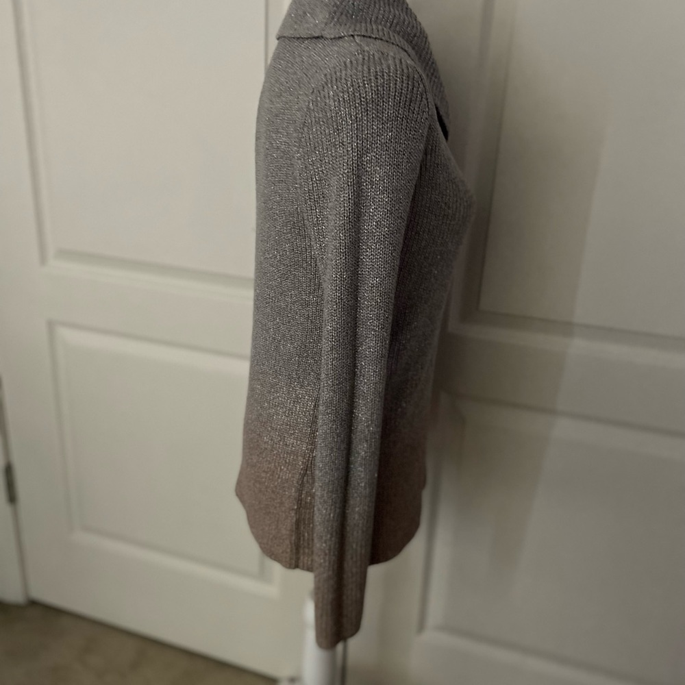 WHBM Metallic Silver to Rose Gold Ombré Cowl Neck Sweater - Picture 7 of 16